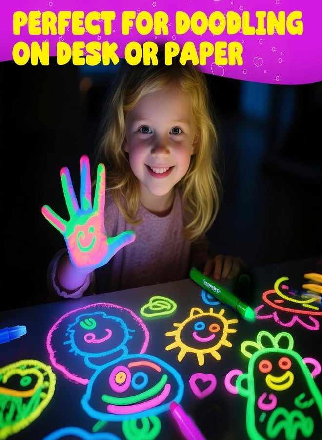 Toodler 10 Glow in the Dark Face Paint Sticks under UV Light, Kids Valentines Gifts Easter Basket Stuffers, Washable Neon Body Paint Crayons, Mess-Free Black Light Paint for Glow Party Supplies Makeup - Image 5